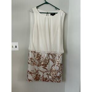 White and Rose Gold Scarlett Dress Size 10 with floral lace